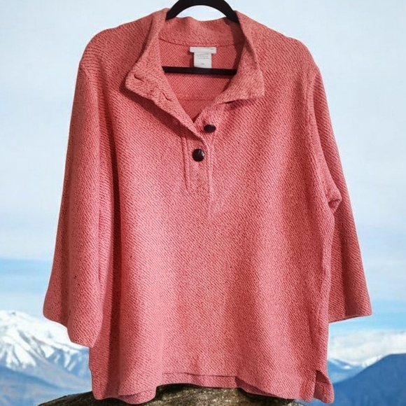 Soft Surroundings Top Womens PXL Coral Pink Oversized Boxy Lagenlook Tunic - Picture 2 of 11